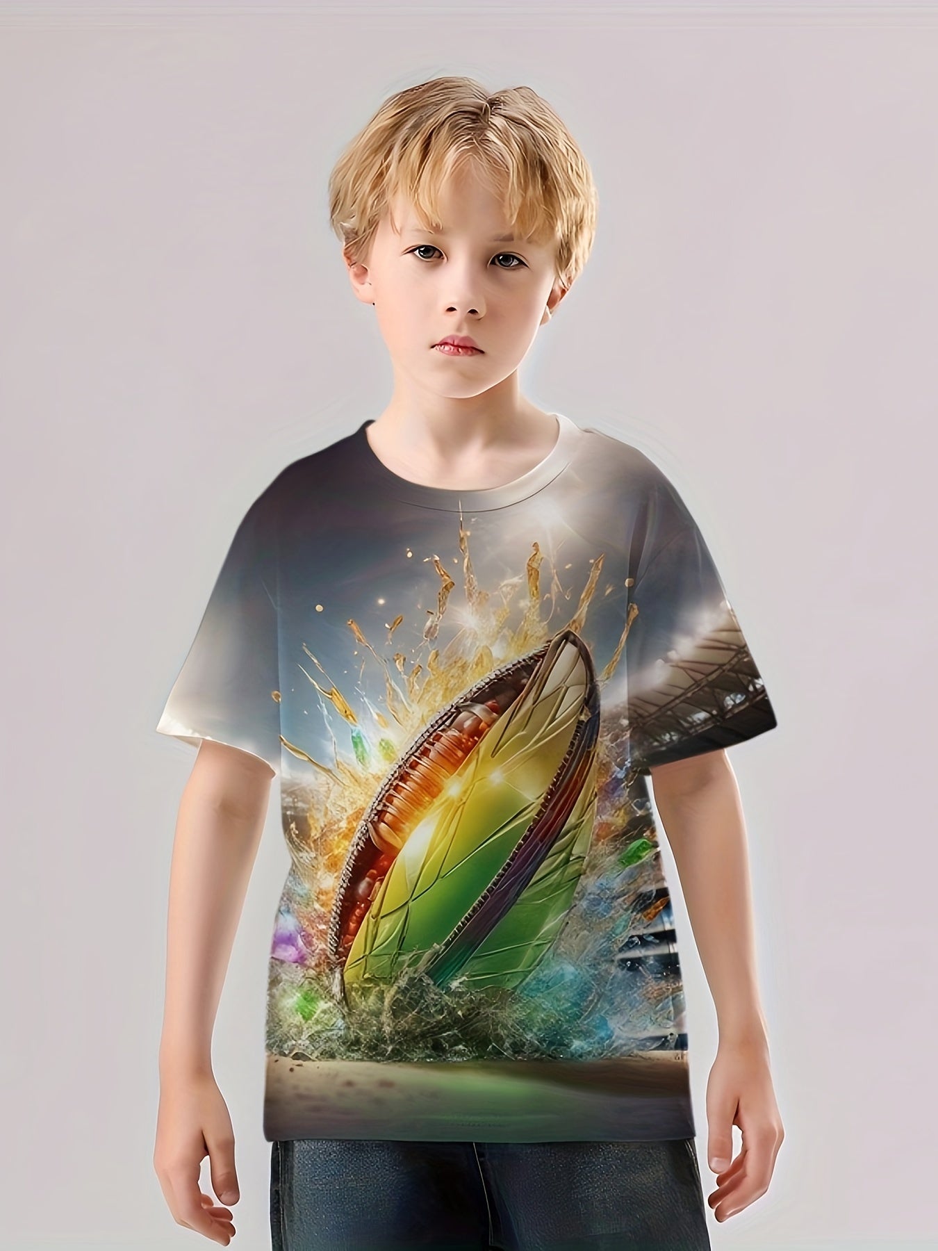 American Football 3D Print T Shirt Tees For Kids Boys Short Sleeve Top