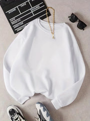 Women's Solid Pullover Crew Neck Sweatshirt for Fall & Winter