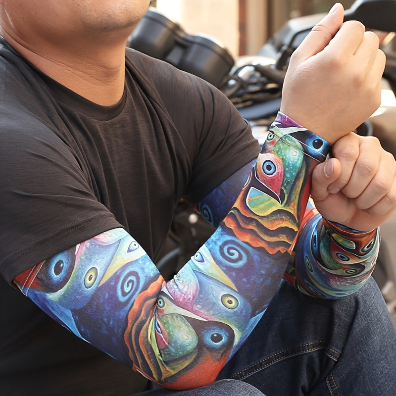 Summer Sunscreen Sleeves Long Tattoo Arm Guard Flower Pattern Sleeves