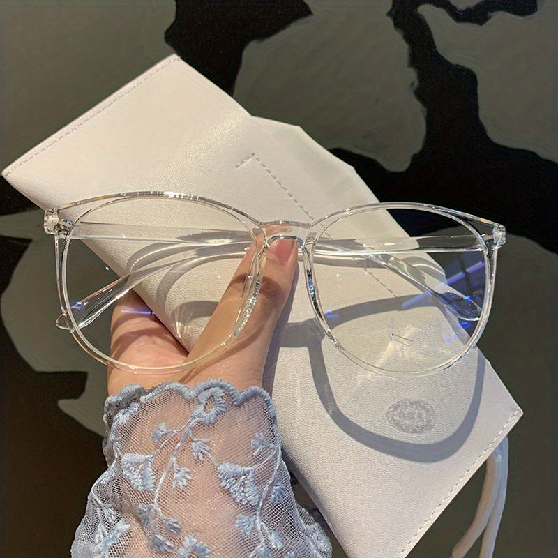 Light Blocking Glasses Oval Clear Lens Anti Eyestrain Computer Gaming Glasses