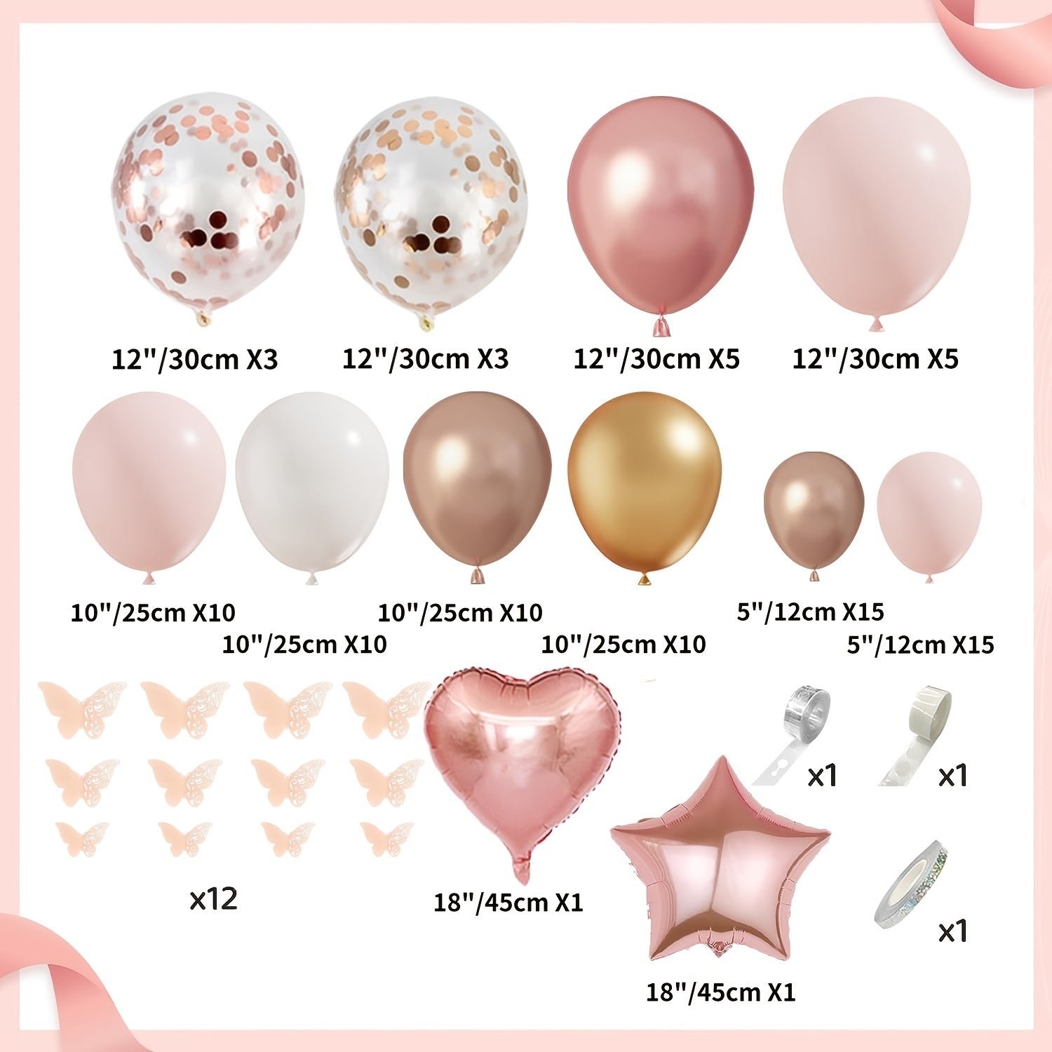 103pcs Rose Gold Balloons Decoration Kit for Women Birthday Bridal Party
