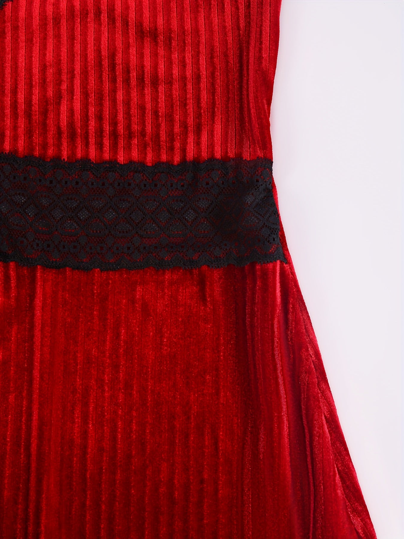 Velvet Lace Nightdress V Neck Backless Sleep Dress