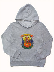 Happy Halloween Pumpkin Print Boys Casual Pullover Long Sleeve Hoodie