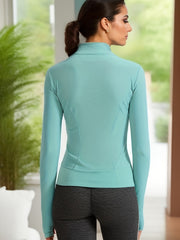 Women's Slim Fit Full Zip Yoga Jacket with Thumb Hole