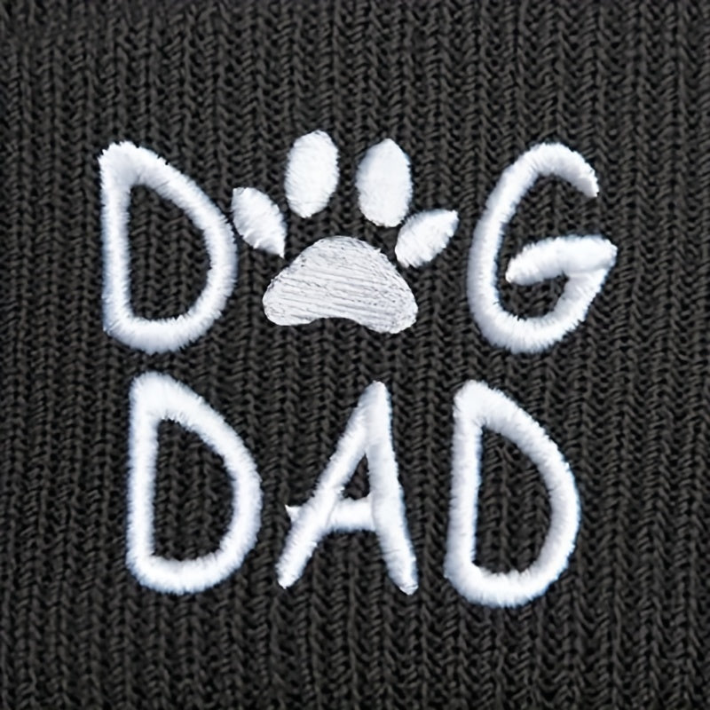 DOG DAD Embroidered Knit Woolen Hat Coldproof
