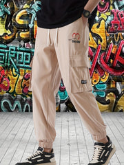 Cargo Pants Men Street Style Drawstring Tapered Pants