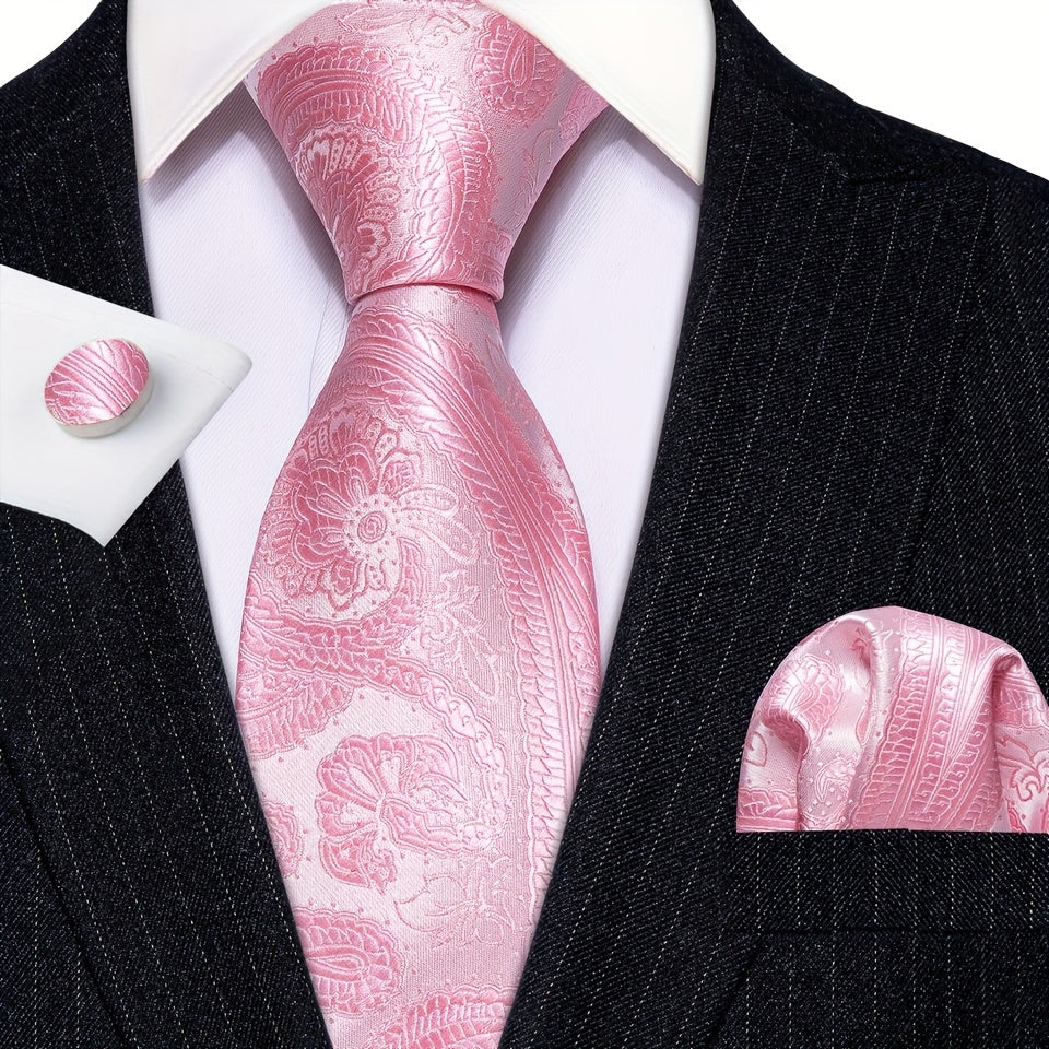 Men's Jacquard Tie & Hankerchief & Cufflinks Set