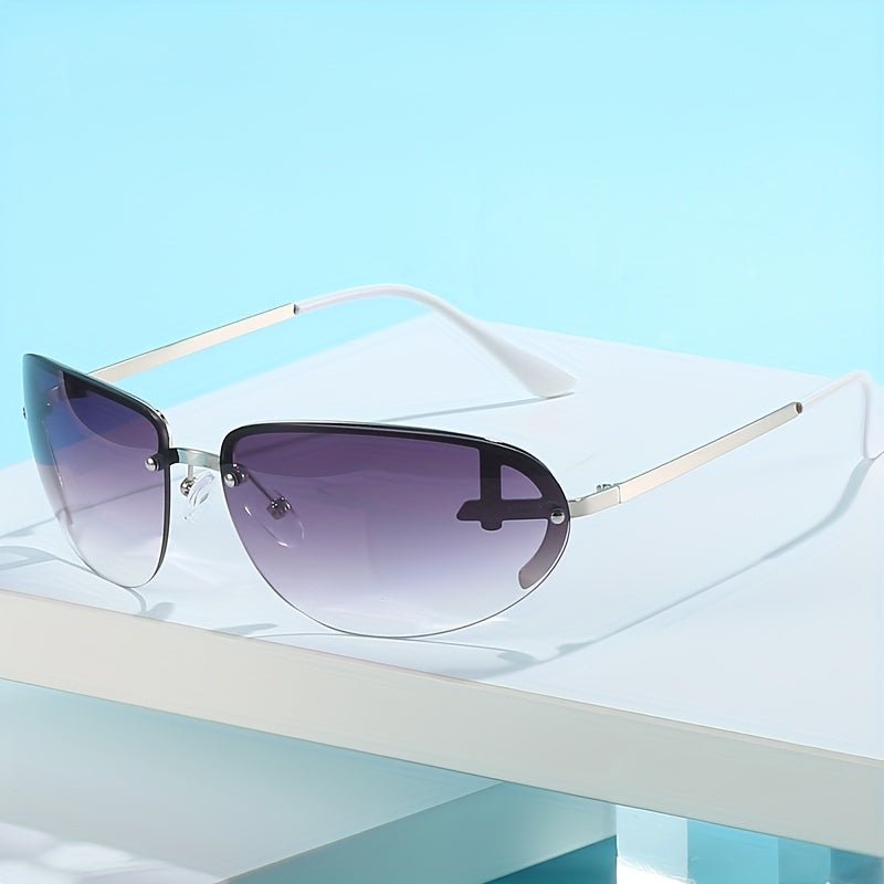 Y2K Futuristic Sunglasses Cyberpunk Rimless UV400