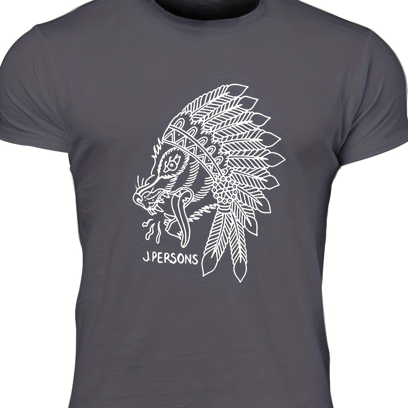 Men's Animal Sketch Print Tee Casual Crew Neck Summer Outdoor Tshirt