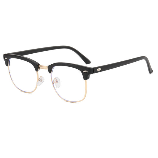 Classic Anti Light Glasses Frame Square Half Metal Half Frame