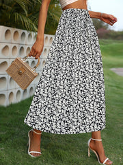 Floral Print Elastic Waist Skirt for Women
