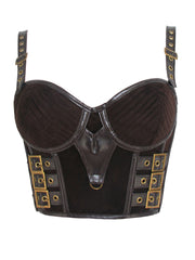 Leather Stitching Lace Up Tummy Control Slimming Cami Top