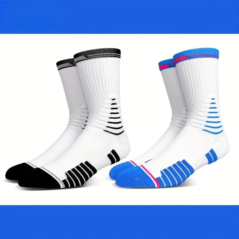Men's Thickened Breathable Mid Calf Socks for Running Cycling Football