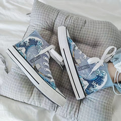 Canvas High Top Printed Lace Up Walking Shoes