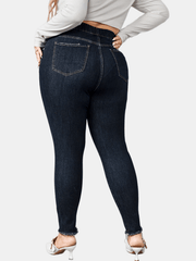 Solid High Rise Skinny Jeans with Fringe Trim