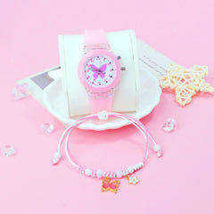 Girls' Sweet Style Glow in Dark Butterfly Watch Set
