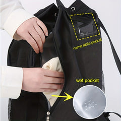 Sports Drawstring Backpack with Wet/Dry Compartments Shoe Storage