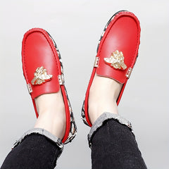 Men's Floral Print Slip On Loafers Smart Casual Dress Up Shoes