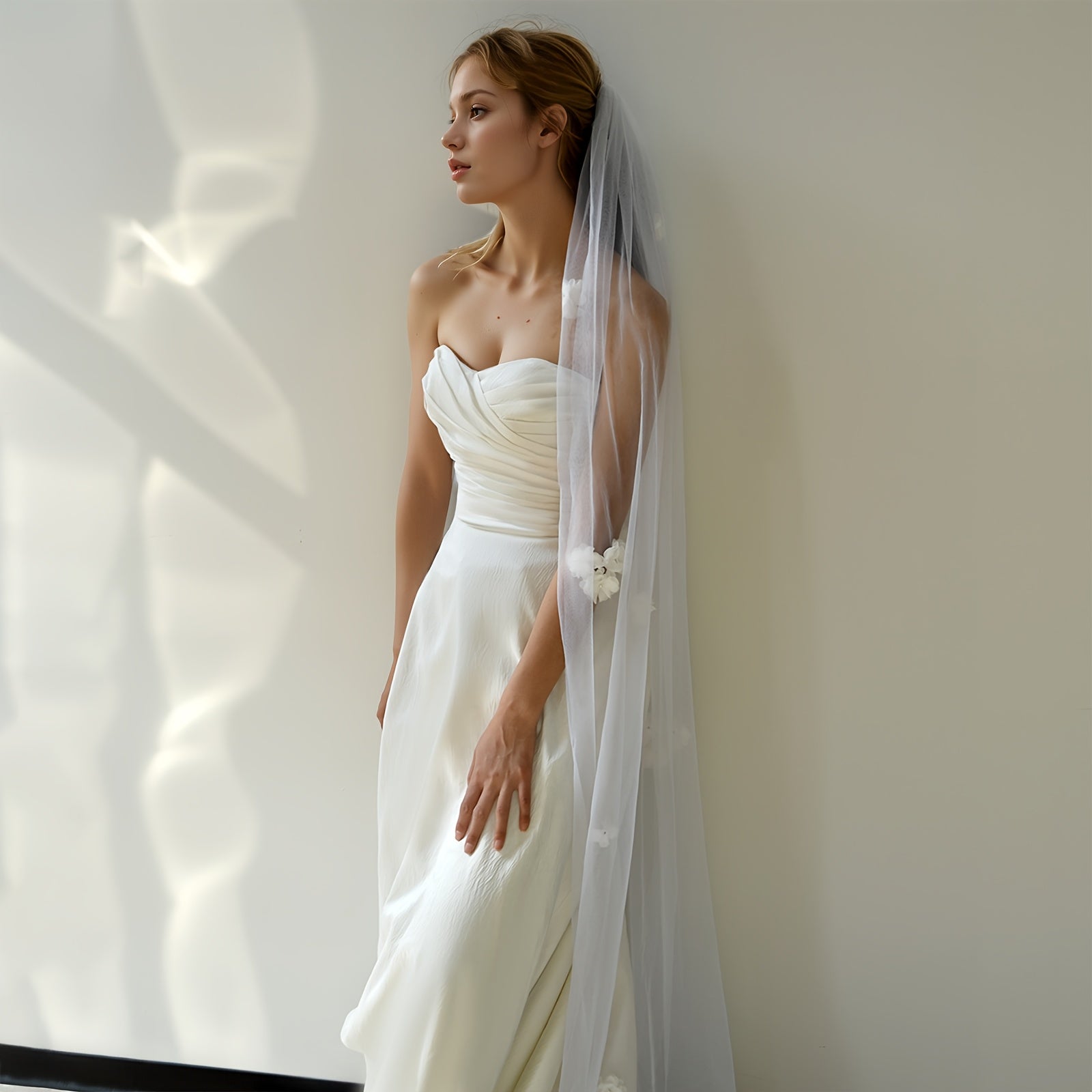 3D Floral Bridal Veil with Crystal Hair Comb