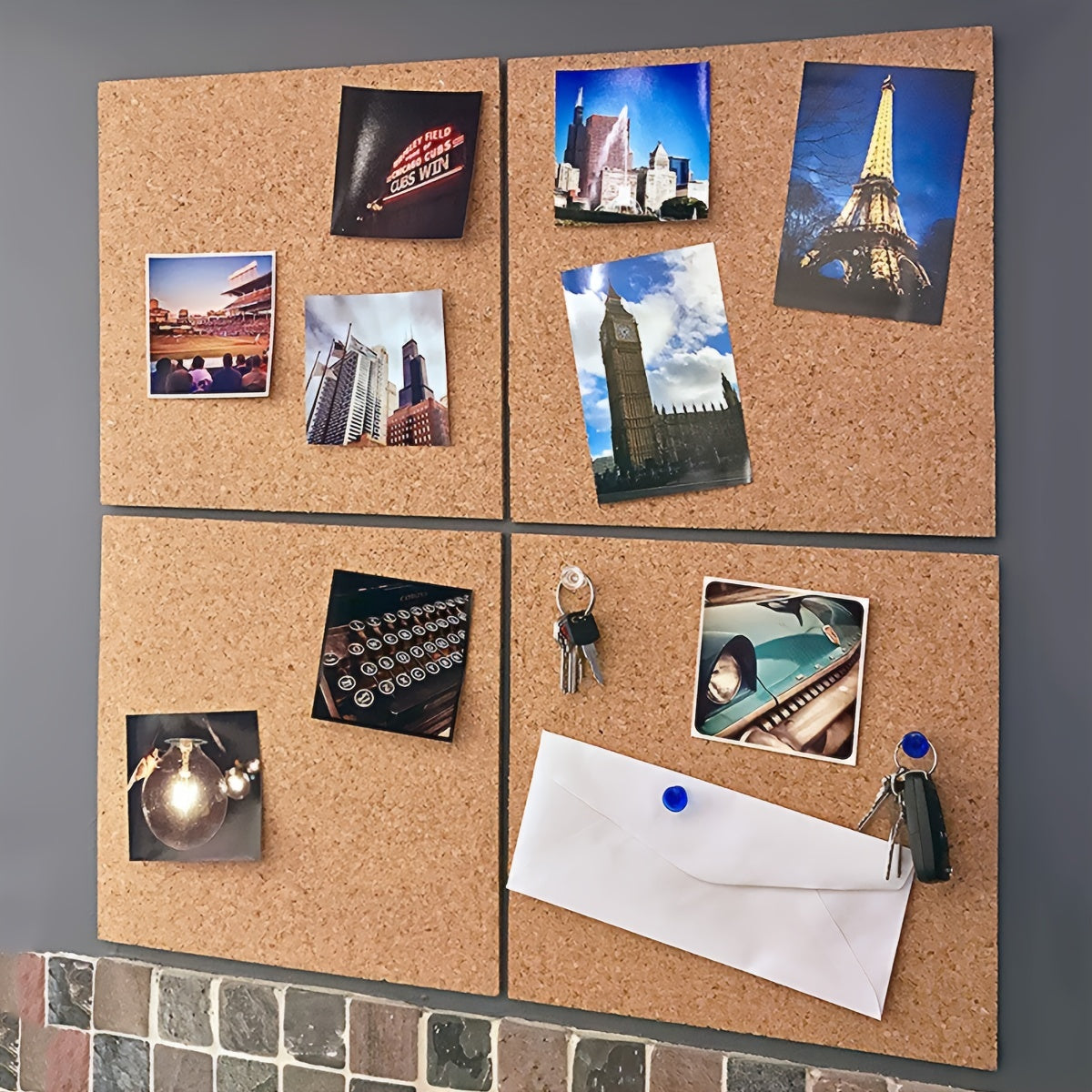 29.97 cm Square Frameless Cork Board, Self-adhesive Decorative Board