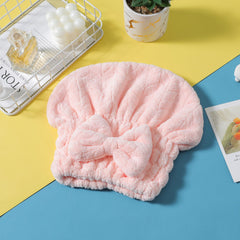 Coral Fleece Bowknot Hair Dryer Cap Quick Dry Hair Towel
