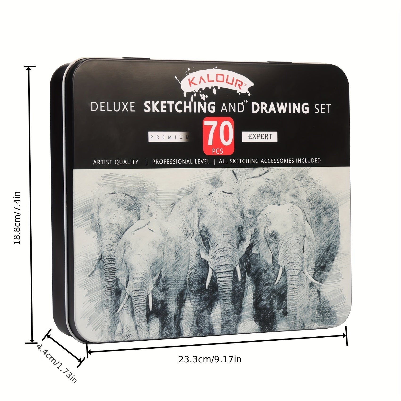 70pcs Sketch Drawing Pencils Kit Tin Box Charcoal Drawing Glove Pro Art Supplies