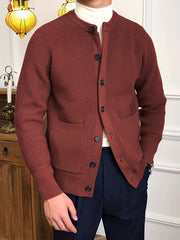 Men's Vintage V Neck Button Up Cardigan with Pocket