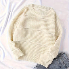 Ribbed Long Sleeve Round Neck Jumper