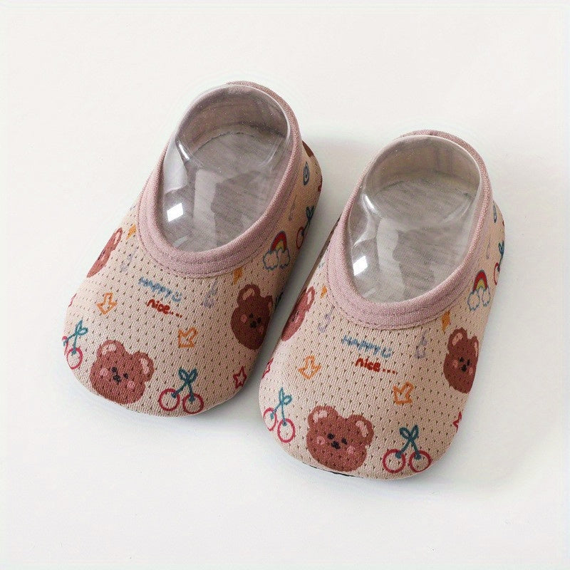 2 Pairs Baby Girls Floor Socks Cartoon Pattern Mesh Soft Bottom Non Slip Shoes