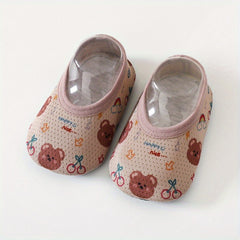 2 Pairs Baby Girls Floor Socks Cartoon Pattern Mesh Soft Bottom Non Slip Shoes