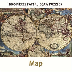 1000pcs Ancient Map & Famous Paintings Puzzle World Map for History Buffs