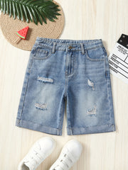 Boys Ripped Denim Shorts for Summer Kids