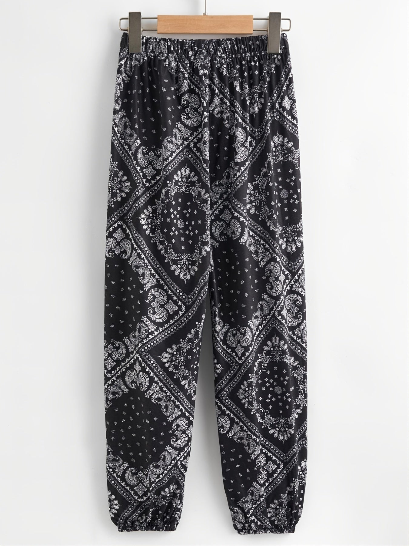 Girls Geometric Pattern Jogger Pants Elastic Waist