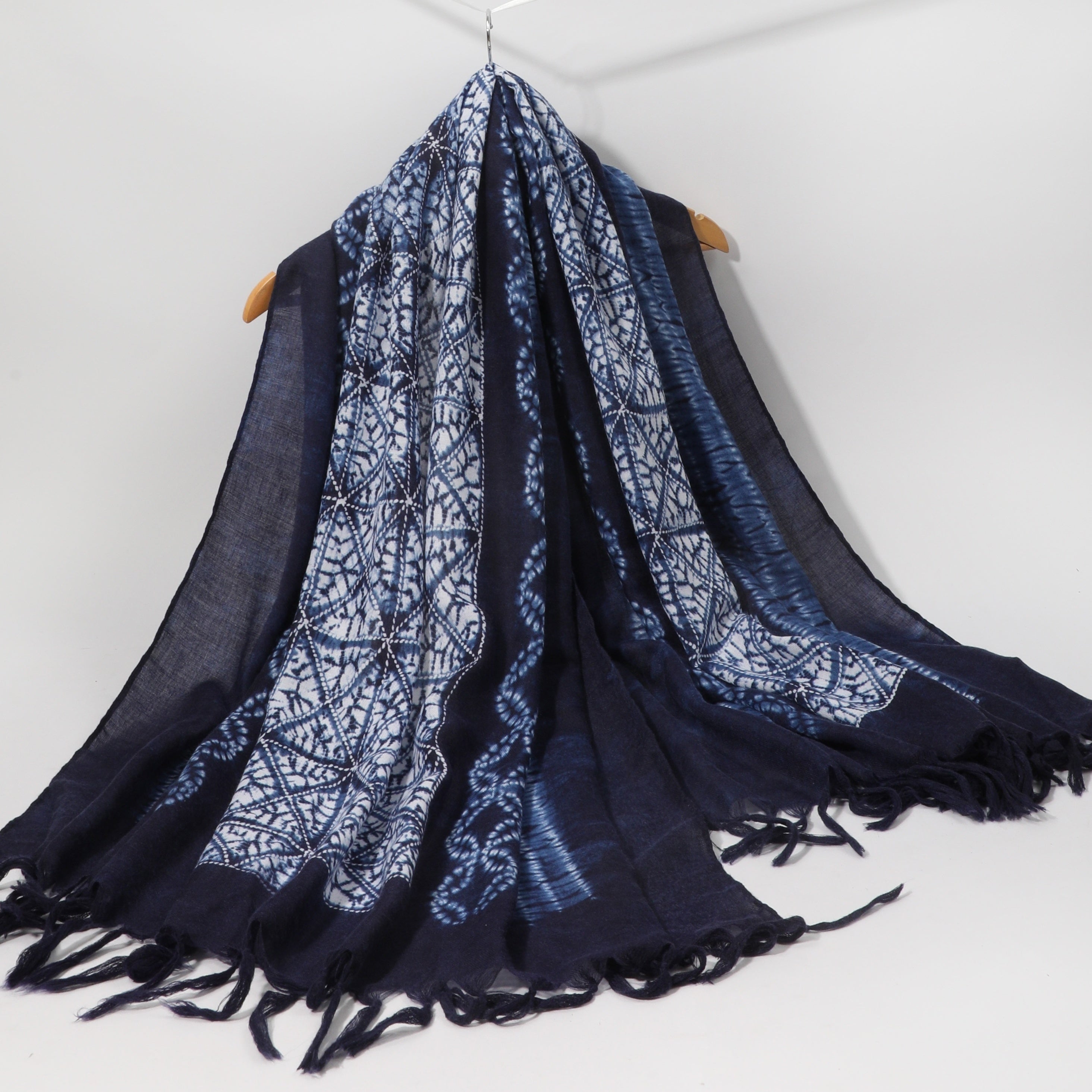 Boho Print Scarf Vintage Geometric Tassel Shawl