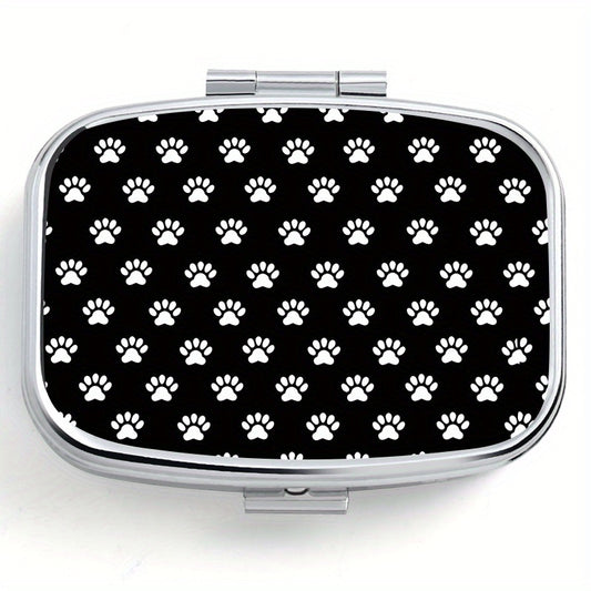 1pc Paw Print Pattern Two Compartment Pill Box Mini Medicine Box