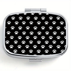 1pc Paw Print Pattern Two Compartment Pill Box Mini Medicine Box