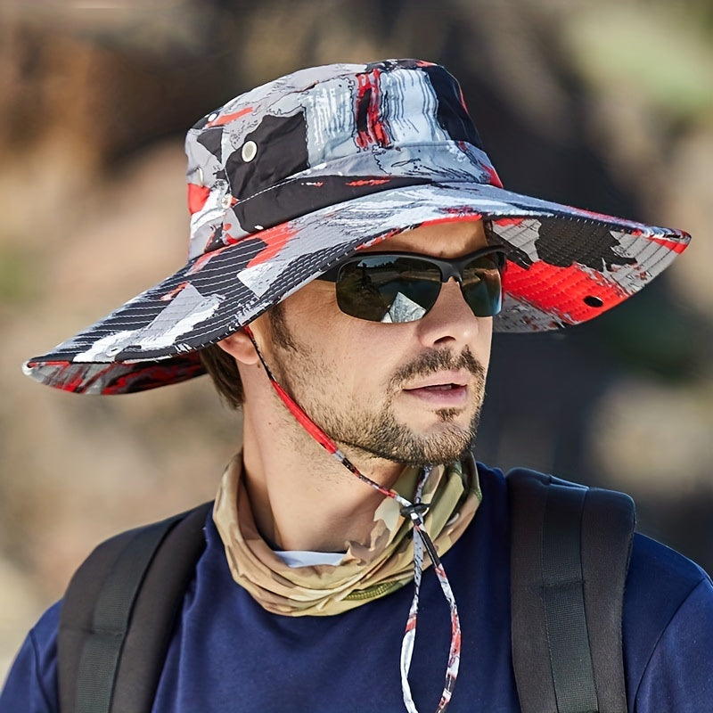 Camouflage Fishing Hat with Large Brim for Sun Protection