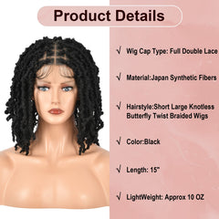 Short Bob Twist Braided Wig with Double Lace Front and Baby Hair