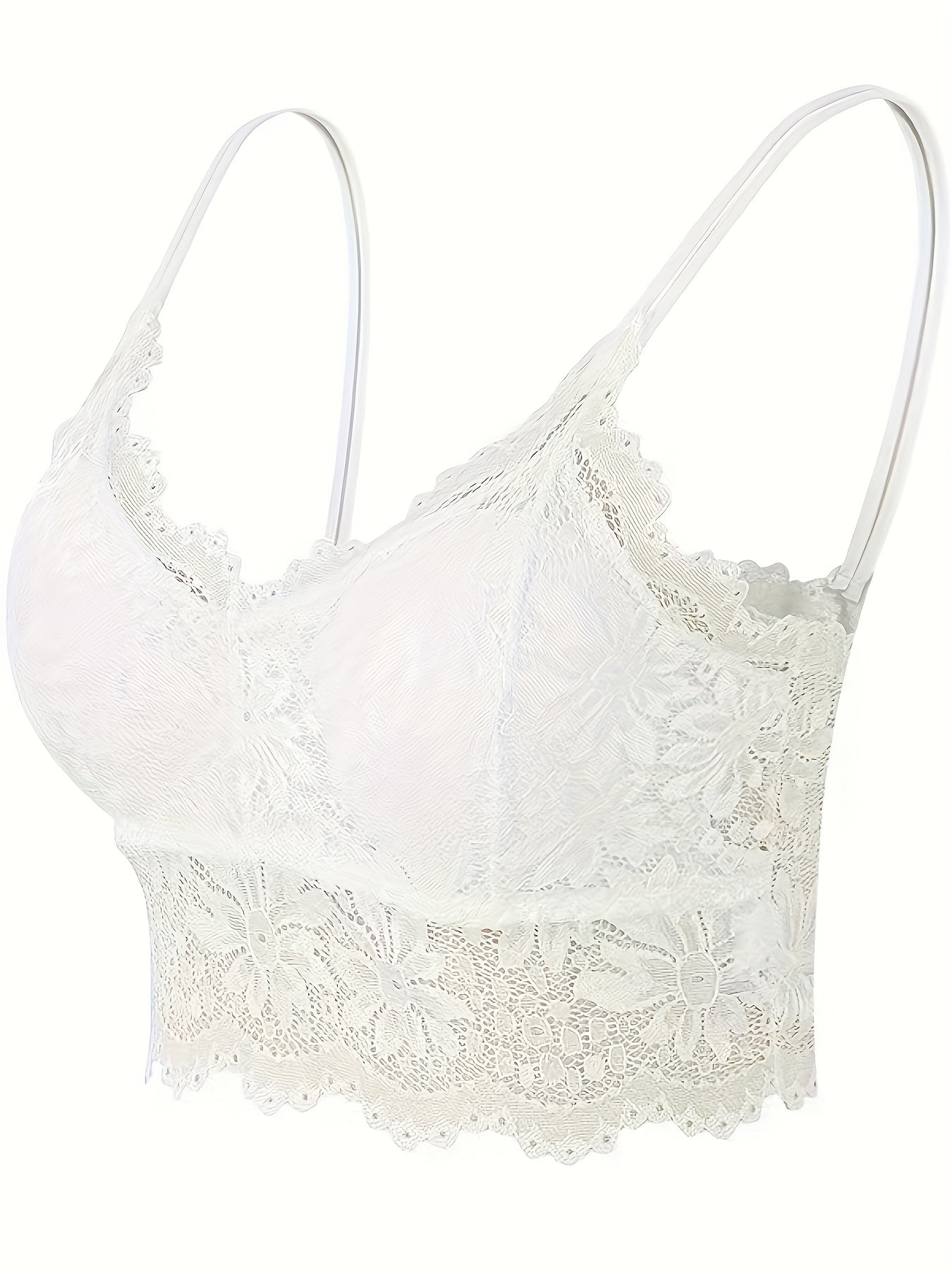 2pcs Lace Cami Bra Set Semi Sheer Women's Lingerie