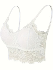 2pcs Lace Cami Bra Set Semi Sheer Women's Lingerie