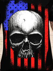 American Flag & Skull Print Tee for Men