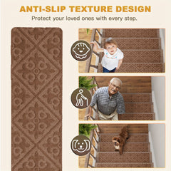 Non Slip Stair Treads for Wooden Steps - Indoor Step Carpet for Stairs