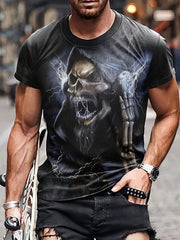 SKULL 3D Pattern Print Men's Short Sleeve T-shirt Graphic Tee