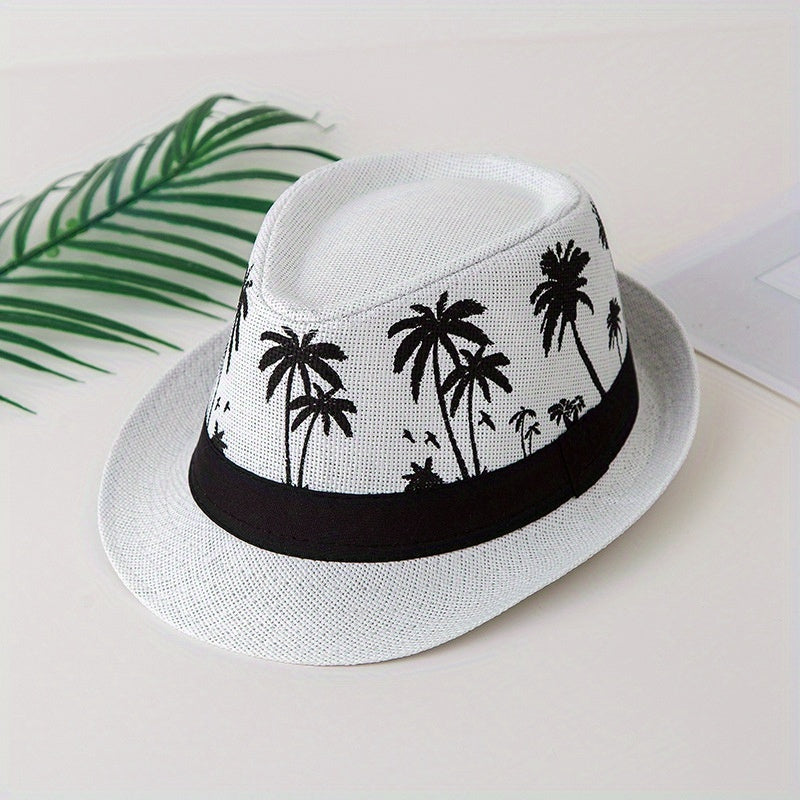 Palm Tree Jazz Hat Sun Protection Unisex Straw Hat