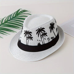 Palm Tree Jazz Hat Sun Protection Unisex Straw Hat