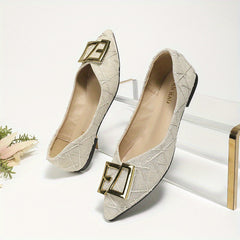 Women's Pointed Toe Ballet Flats Metal Decor Slip On Shoes