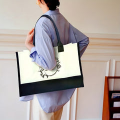 Canvas Tote Bag Letter Pattern Handbag Vintage Casual Shopping Bag