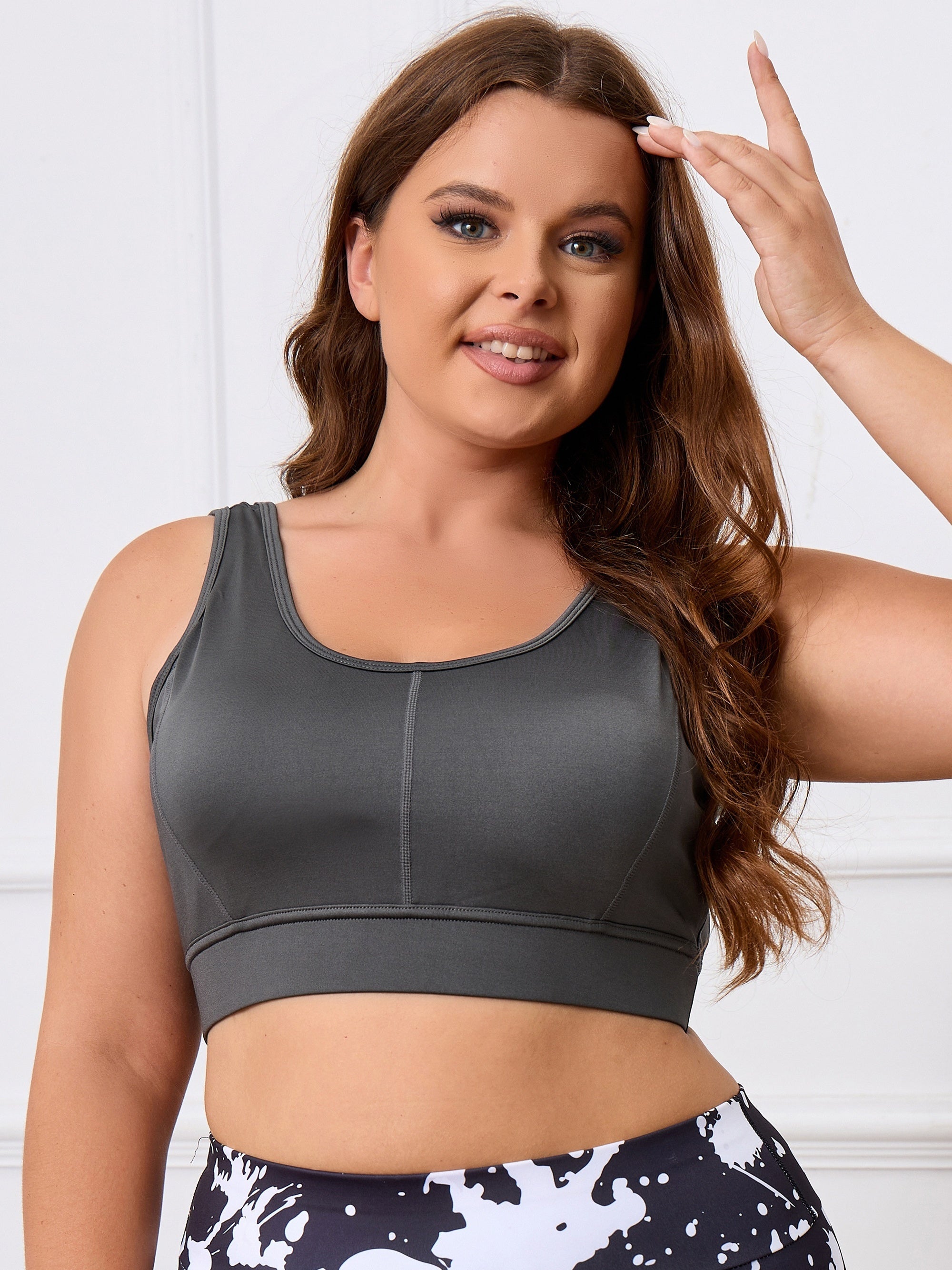 Sports Bra Solid Cut Out Back High Stretch Gym Fitness Bra