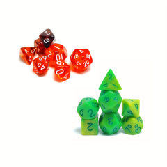 Mini Dice Set Light Green and Transparent Red Polyhedral Dice Set