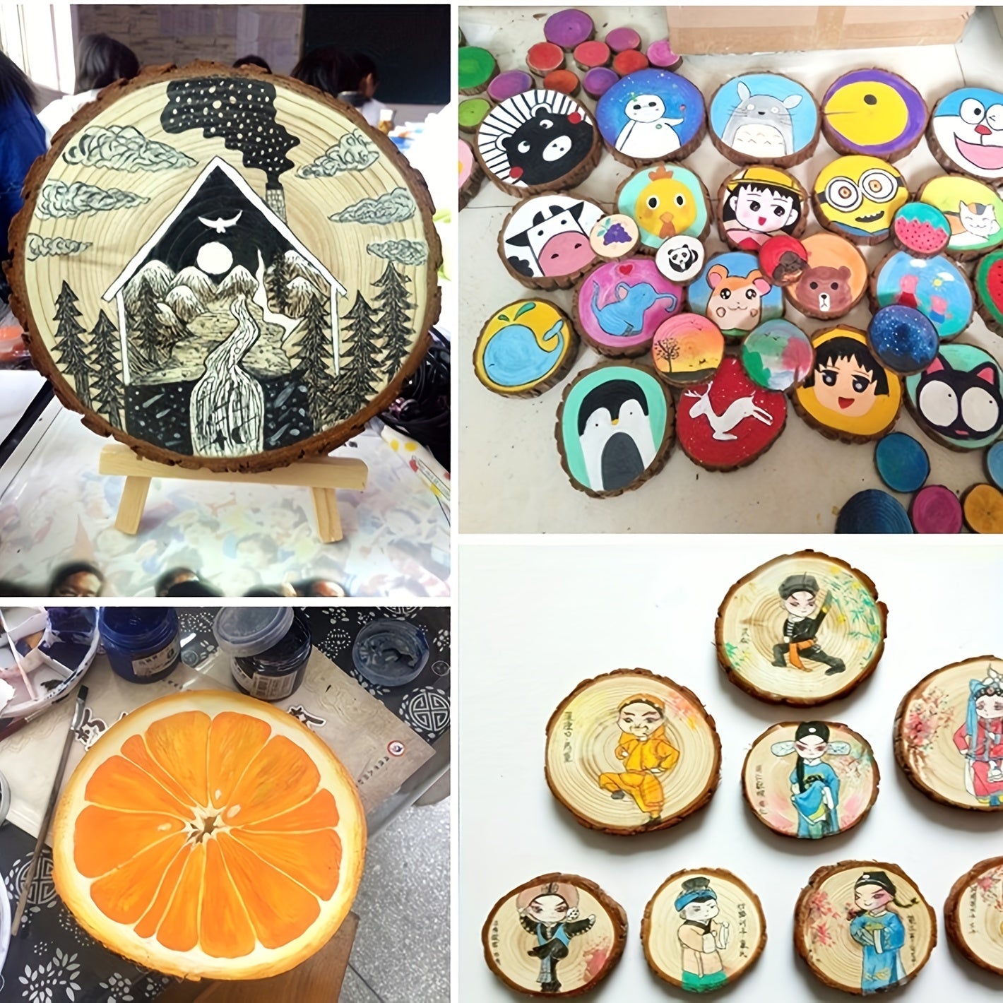 5pcs Wood Slices Craft Kit Circles Christmas Ornaments Wedding DIY Crafts